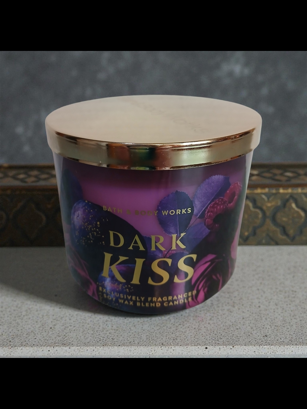 Bath & Body Works Dark Kiss Candle - Purple with Gold Lid